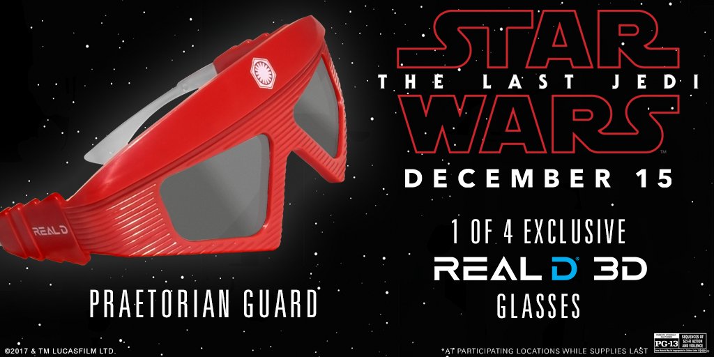 GameSpot's tweet image. RT &amp;amp; follow @gamespot+@RealD3D for a chance to win these Exclusive Star Wars #TheLastJedi #inRealD3D Glasses 🕶 (comment with which one you want).

Four (4) winners picked Sunday at 11:59PM PT! (US only) #giveaway