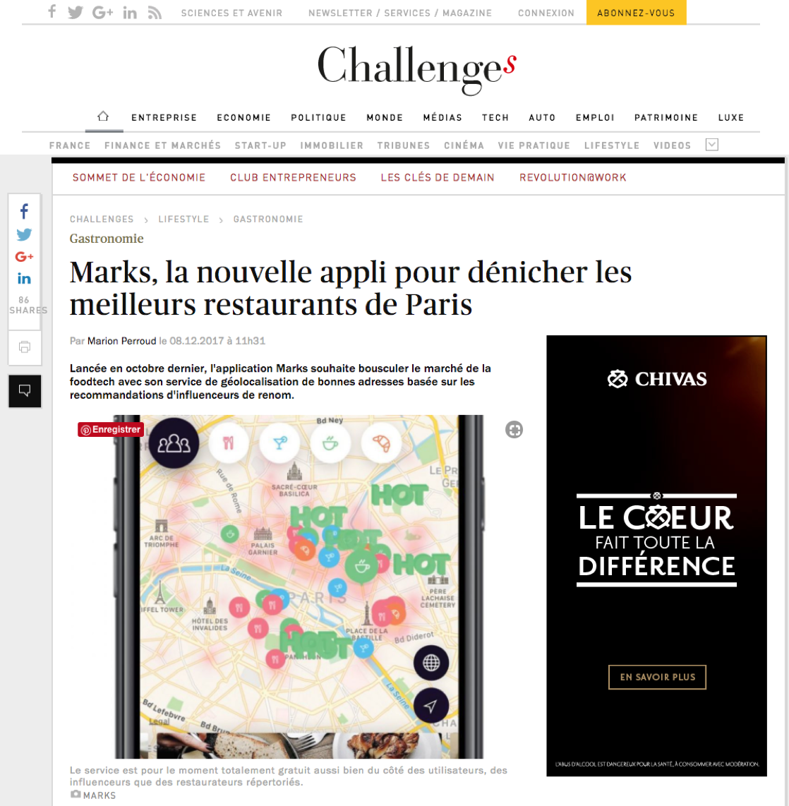 Marksapp_'s tweet image. Thanks @m_perroud for the shouthout to #marksapp as the new app for the hottest places in Paris! Check out @Challenges bit.ly/2BRKZHJ