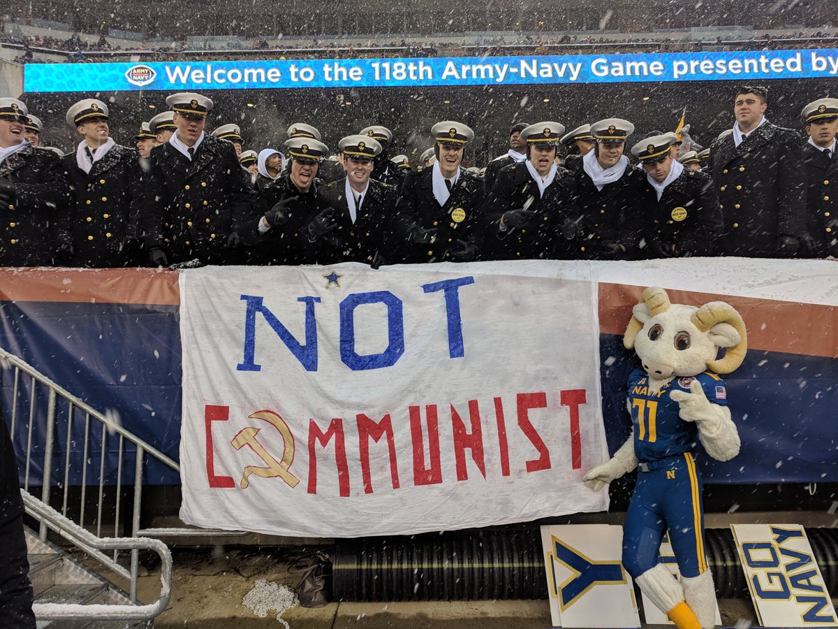 Navy with the savage burn against the West Point graduate who advocated for communism in uniform.  #ArmyNavyGame