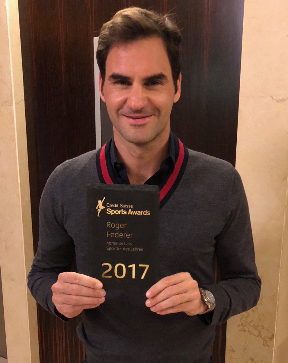 rogerfederer's tweet photo. Honored to be nominated for the @CreditSuisse Swiss Sports person of 2017 🇨🇭🥇🥈🥉 ⚽🎾🏒🥅🚵🏻 🎿 https://t.co/Cljei207QJ
