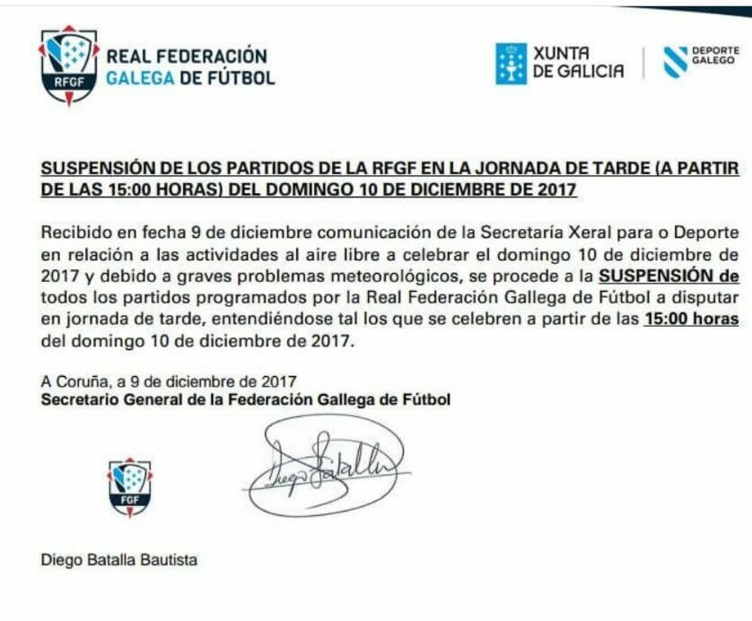 Última hora. Por motivos meteorolóxicos o partido de maña queda suspendido @BoimortoCF - <a href="/PolvorinFC/">Polvorin FC</a> . 🔴⚪️🐂