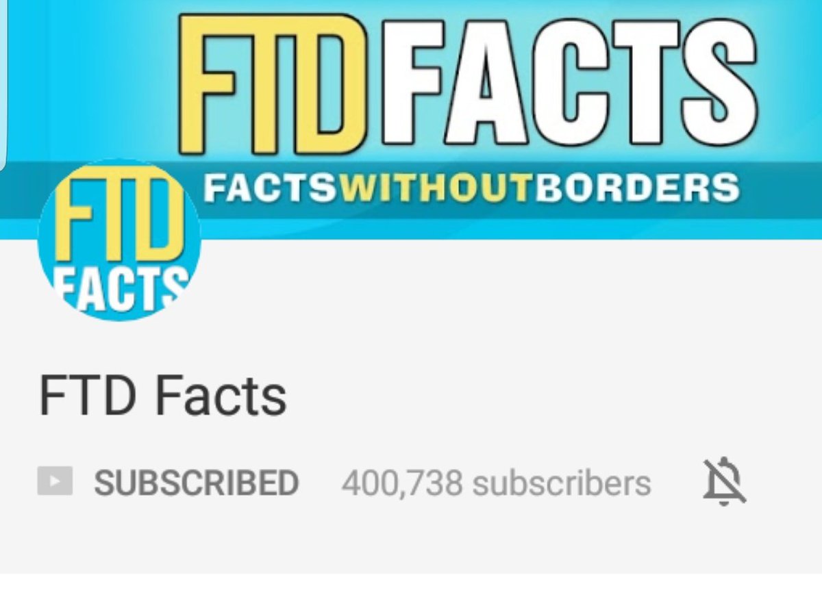 ftdonline's tweet photo. We crossed the400k subscriber mark!! Can't wait for you to see all the new videos coming up this month! Let's end 2017 with a bang!!
.
.
#FtdFacts #facts #fact #education #learn #culture #milestone #youtube https://t.co/V7ZQzvCvfc