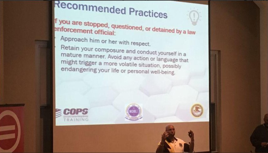 kevrector's tweet photo. During lesson on handling police encounters, Baltimore youths suggest it's cops who need the training https://t.co/LswMevrXUf https://t.co/PfPPJ6GhlP