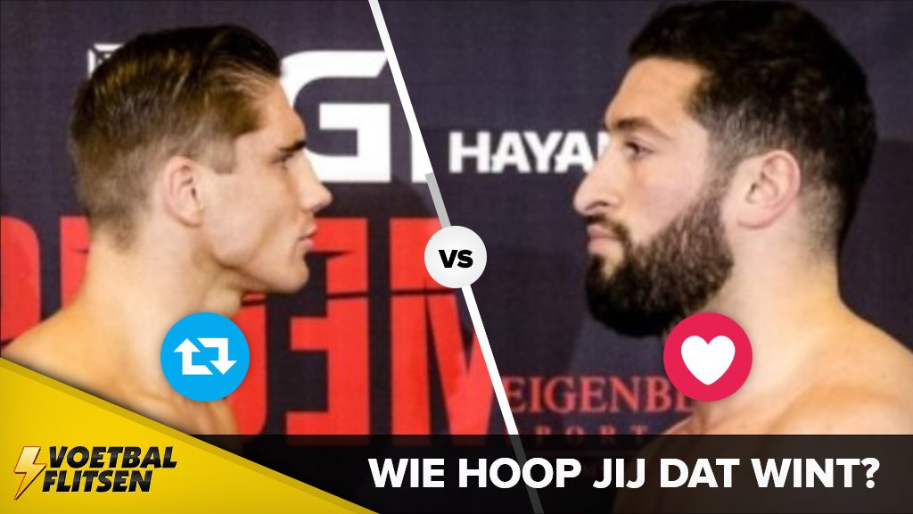 FCVideoNED's tweet photo. Behalve #exczwo vanavond nog een wedstrijd in Rotterdam; in Ahoy verdedigt Rico #Verhoeven zijn wereldtitel kickboksen bij de zwaargewichten. Tegenstander: de Marokkaanse Belg Jamal Ben Saddik. Voor wie ben jij? 👉 https://t.co/pQVwDDpU9i

RT = Rico
LIKE = Jamal https://t.co/1rDBH6BzQv