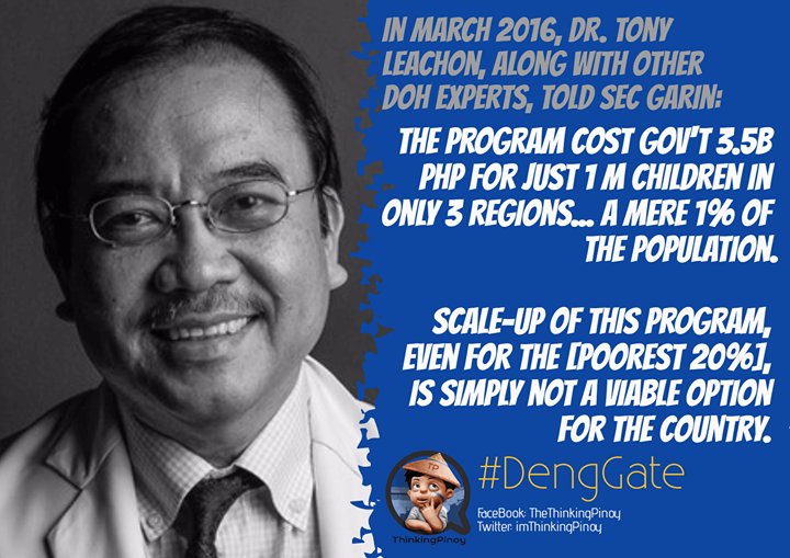 ThinkingPinoyPH's tweet photo. Why did Department of Health (Philippines) Sec. Janette Garin engage in a program that cannot be possibly implemented on a national scale? 

#DengGate https://t.co/XWWYkKOakt https://t.co/f9HLtRuPIT