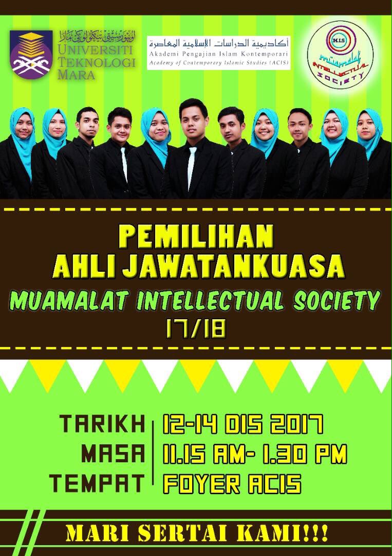 acis_mis's tweet photo. 🌸Assalamualaikum🌸

JOM GERAKKAN AKTIVISMA MAHASISWA!

OUR SOCIETY, OUR GOALS, OUR ACTIVITIES!

WE NEED YOU! 

*Pemilihan Ahli Jawatankuasa Muamalat Intellectual Society 17/18* 

Ayuh sertai dan menjadi Sebahagian daripada kami . 
#mis17/18 https://t.co/aUCuzxZHpJ