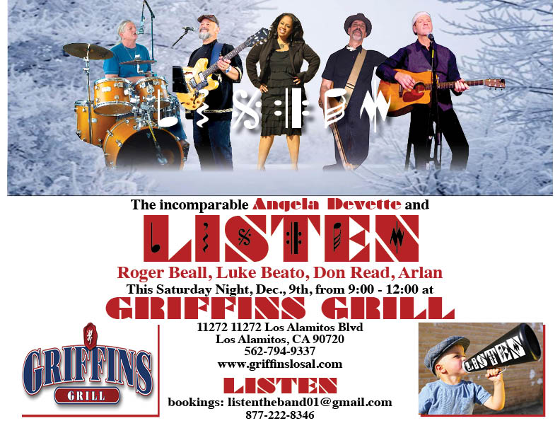 A Christmas/Holiday concert with the incomparable Angela Devette and LISTEN at Griffins Grill tonight!

facebook.com/events/1382480…