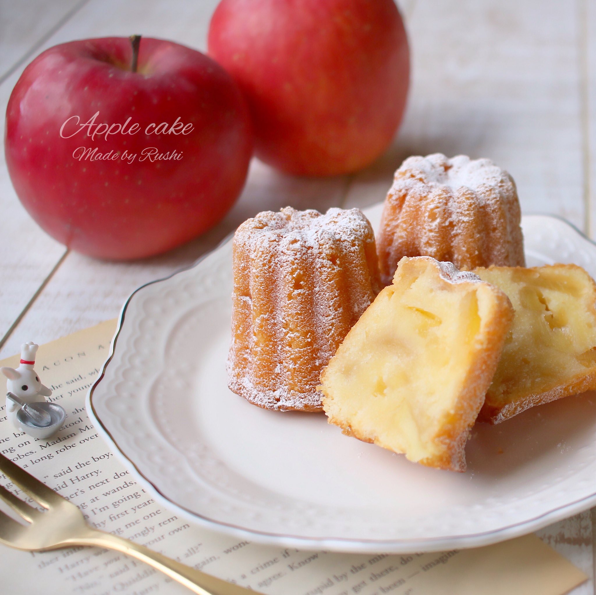 るしぃ On Twitter Apple Cake カヌレの型でりんごのバターケーキ りんごたっぷり煮てたっぷり詰め込みました アンビべシロップもりんごの煮汁でりんご尽くし リンゴケーキ コッタ