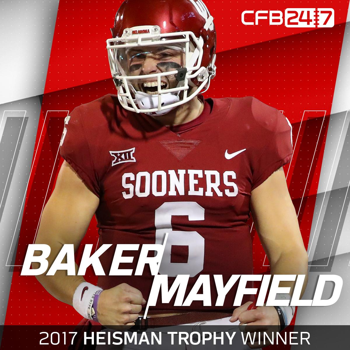 NFLDraft's tweet image. The 2017 #Heisman Trophy goes to @OU_Football's Baker Mayfield!