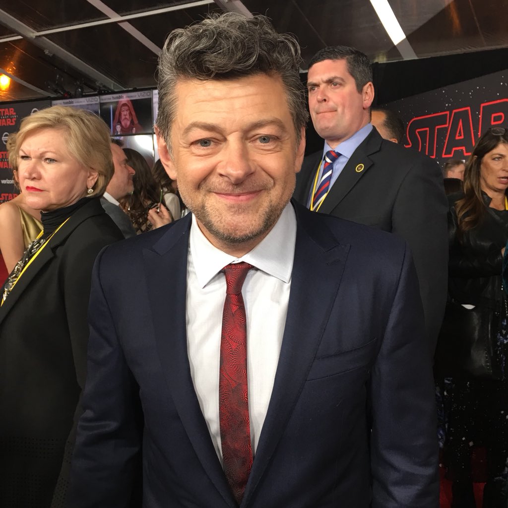 starwars's tweet photo. The Supreme Leader is wise... and much nicer in person! The man who launched a thousand Snoke theories, @andyserkis. #TheLastJedi https://t.co/O6hpvhFr8C