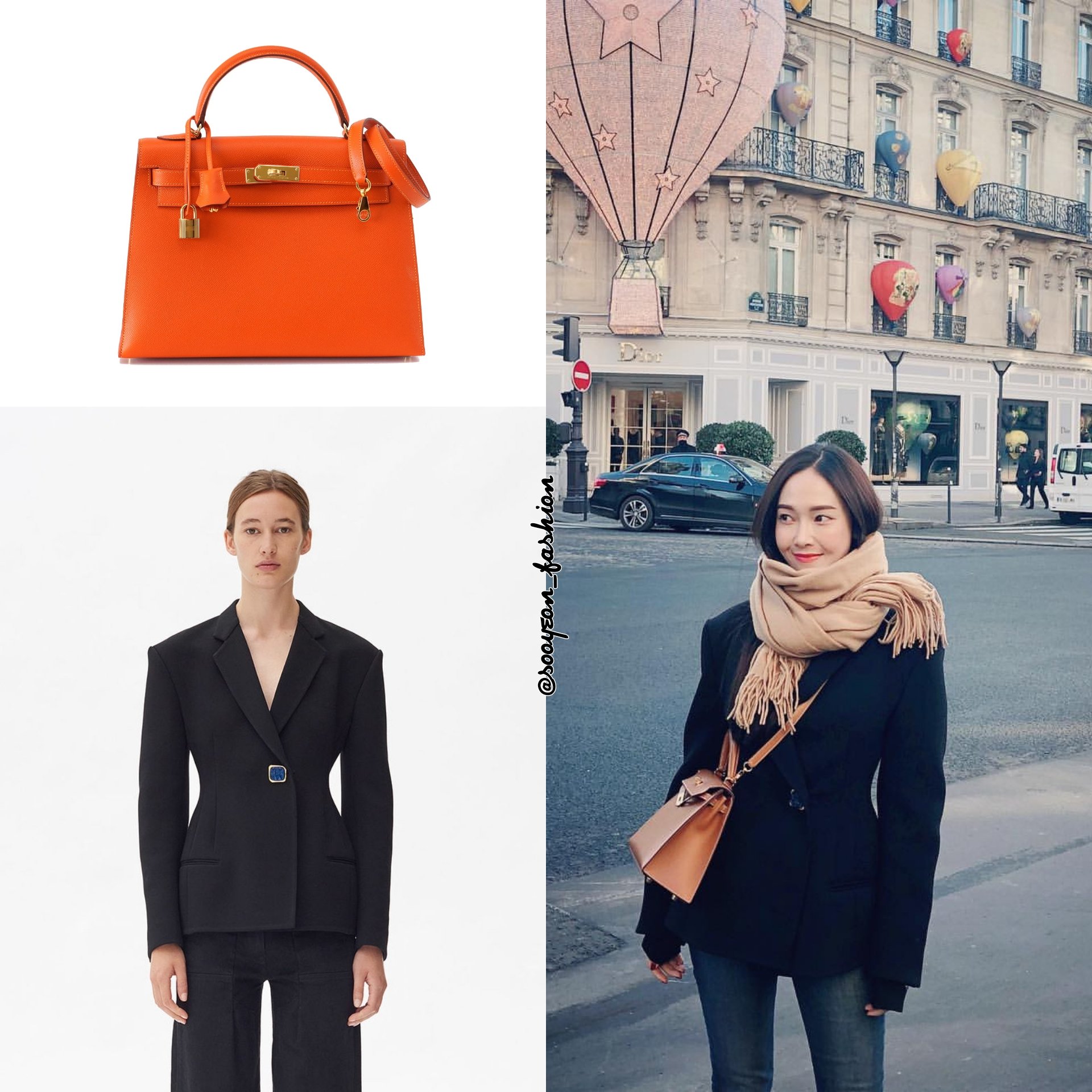 jsy fashion on X: #JessicaJung and her lovely HERMÈS bag: Kelly Togo  Orange, $16.900 Blue Lin, $19.500 #JessicaInWonderland #sicasairportfashion   / X