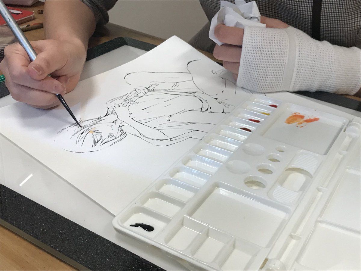 尚月地 艶漢 公式ツイッター ペン入れからの 色塗り きょうは水彩絵の具 ぺんてるの12色 顔の中は絵の具で滲まないよう ペン入れせず 尚月地の間 艶漢展 尚月地 艶漢 公式ツイッター ペン入れからの 色塗り きょうは水彩絵の具 ぺんてるの12色 顔の中は絵の具で滲まないよう ペン入れせず 尚月地の間 艶漢展