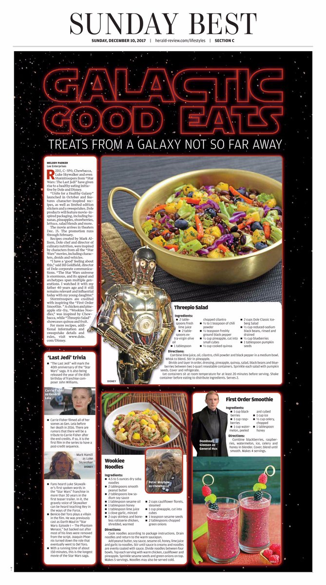 Jmath62's tweet image. Hey 'Star Wars' fans, check out our Galactic Good Eats page in the Sunday Best section of the Herald &amp;amp; Review!