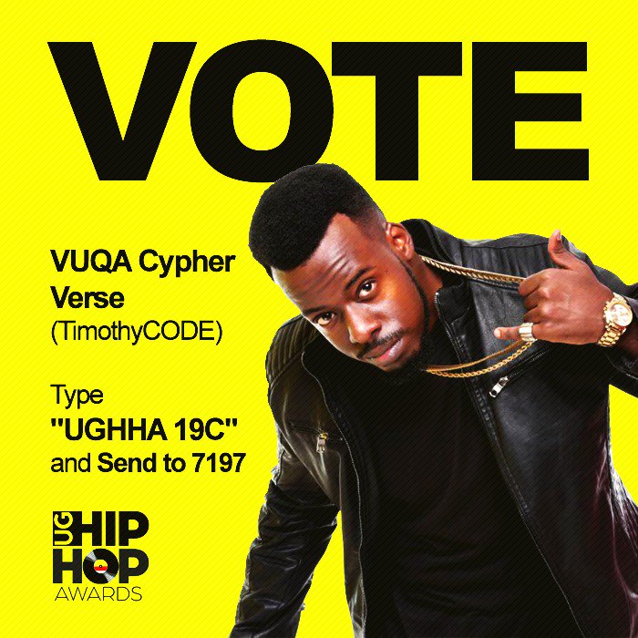 paulwebs1's tweet photo. Support a brother, support our own today. Take off a minute and vote for @TimothyCODE in the #UgHipHopWards #UGHHA. Simply type UGHHA 19C and send to 7197. Thx https://t.co/DXsqslUxSt