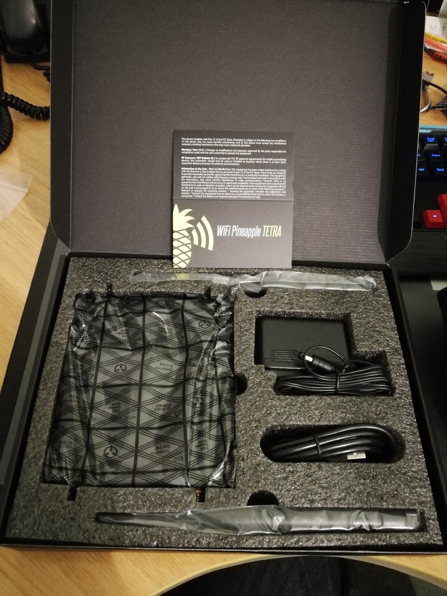 WISP_Engineer's tweet photo. It's been a long time coming, but time to learn a bit more with #PenTesting using the @Hak5 @Hak5Gear @WiFiPineapple been wanting one for years! #WiFiPineapple #Tetra #PineAP https://t.co/EpiegAaEd0