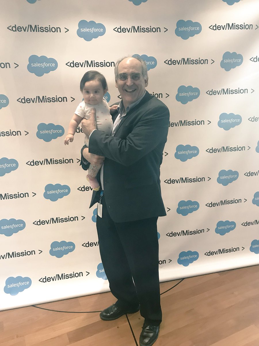 debjaramillo7's tweet photo. When @charlieisaacs decided to pose for a pic with your baby 😱😍 #devmissionbaby #babiesintech #devmission #salesforce #youbelonghere #IoT https://t.co/QGkAkHe841