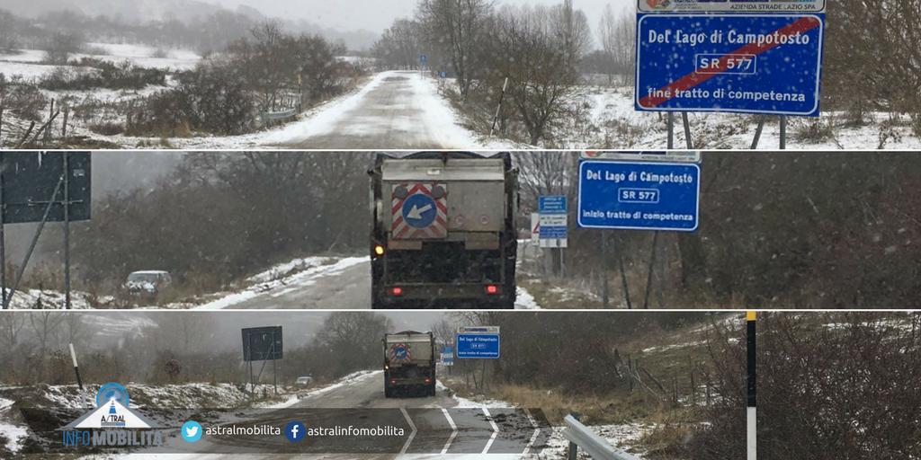 astralmobilita's tweet photo. ❄️⚠️🚘 Continua l'opera dei mezzi spargisale, anche durante la nevicata, sulla #SR577 #DelLagoDiCampotosto  

PRESTARE ATTENZIONE E GUIDARE CON ESTREMA #prudenza 

@Emergenza24  @LazioRegione https://t.co/dz79EKKr5W