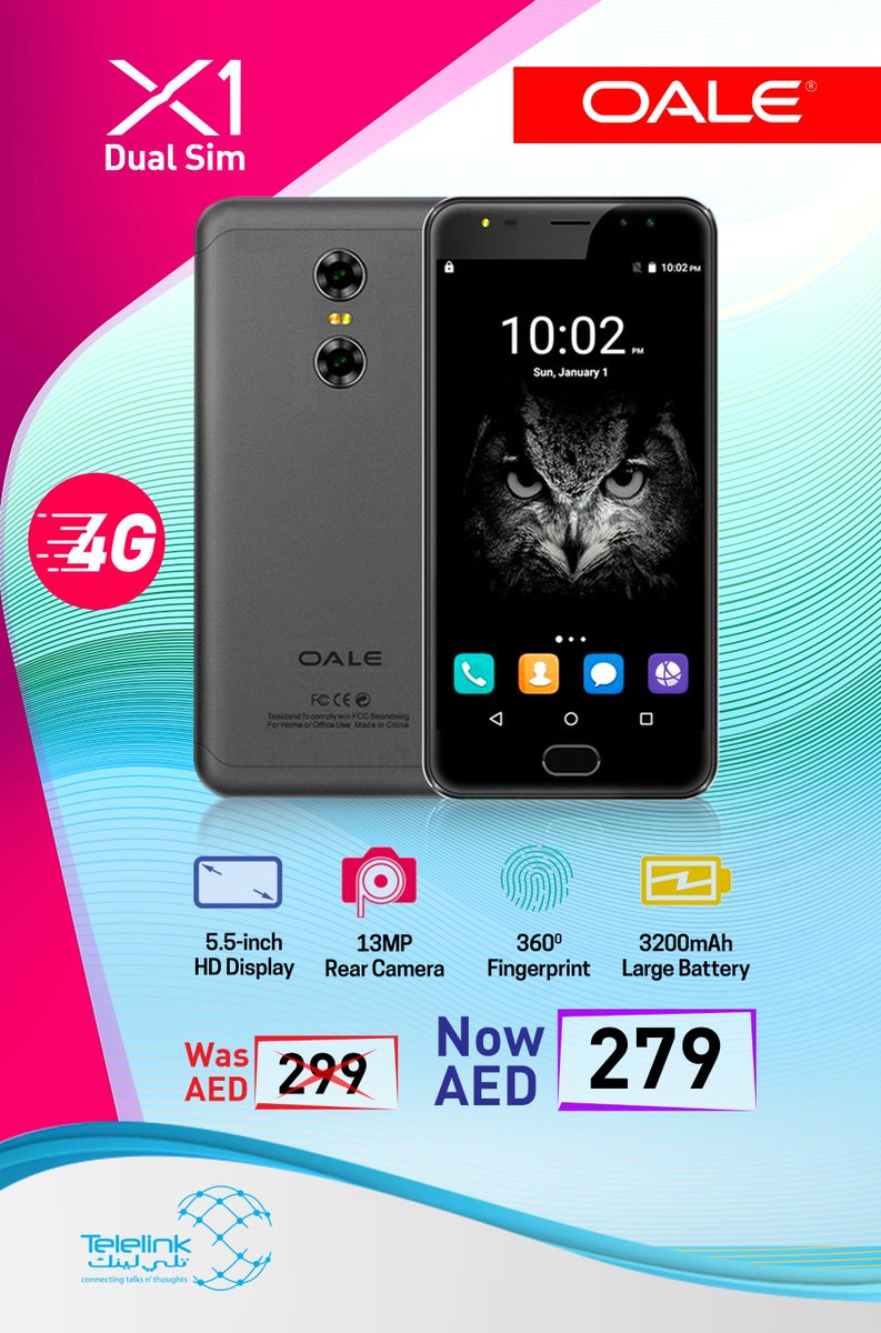 TelelinkCOMM's tweet photo. Flash Sale!! #UAE 
Own the #Oale smartphone at an unbelievable price. Visit your nearest #Telelink retail outlet today.
Offer valid till tomorrow! Hurry Up! https://t.co/FyRc3JVkF6