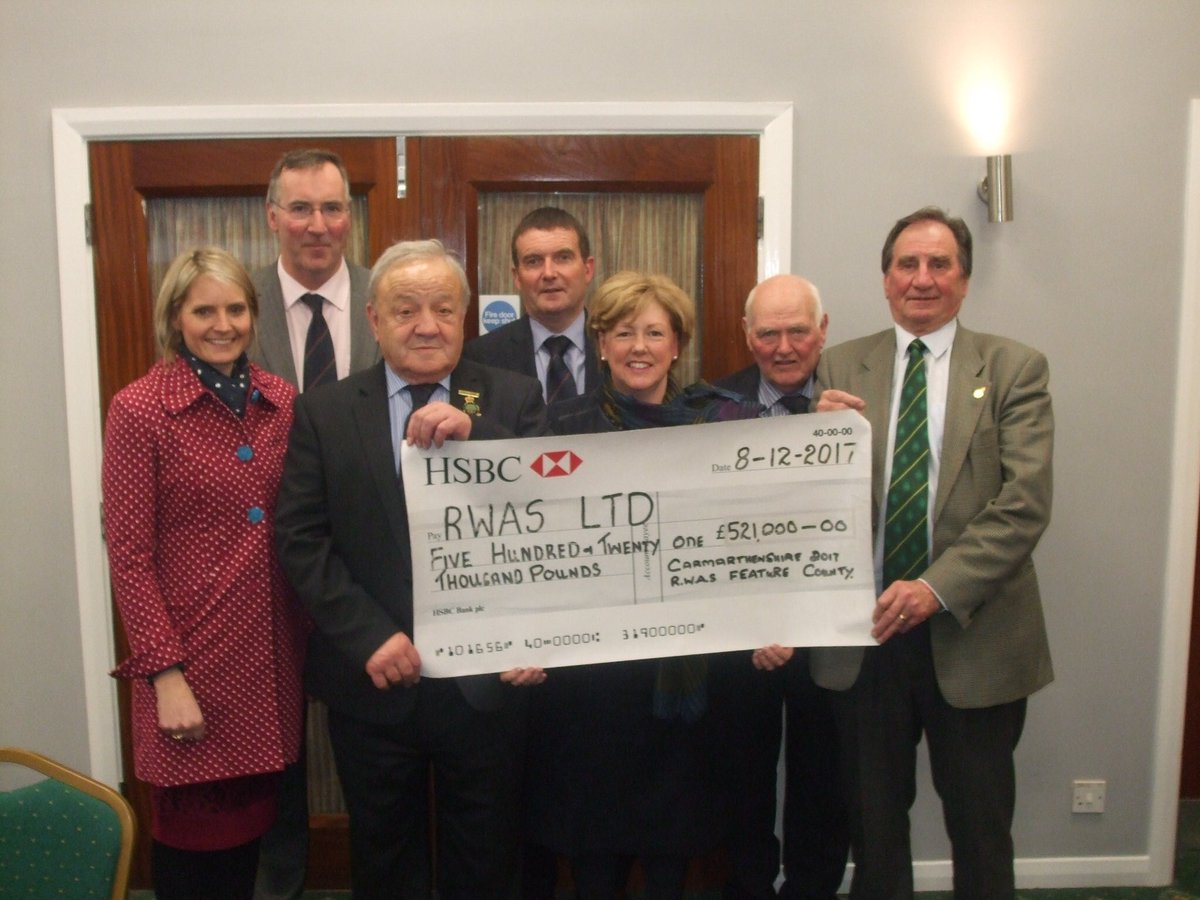 At the <a href="/royalwelshshow/">Royal Welsh Agricultural Society</a> Council Meeting last Friday, our president Mr Brian Jones <a href="/castellhowell/">Castell Howell Foods</a> presented a cheque from Carmarthenshire feature county of £521,000 towards the provision of a new Equine centre on the showground with any balance being allocated to a dairy project.