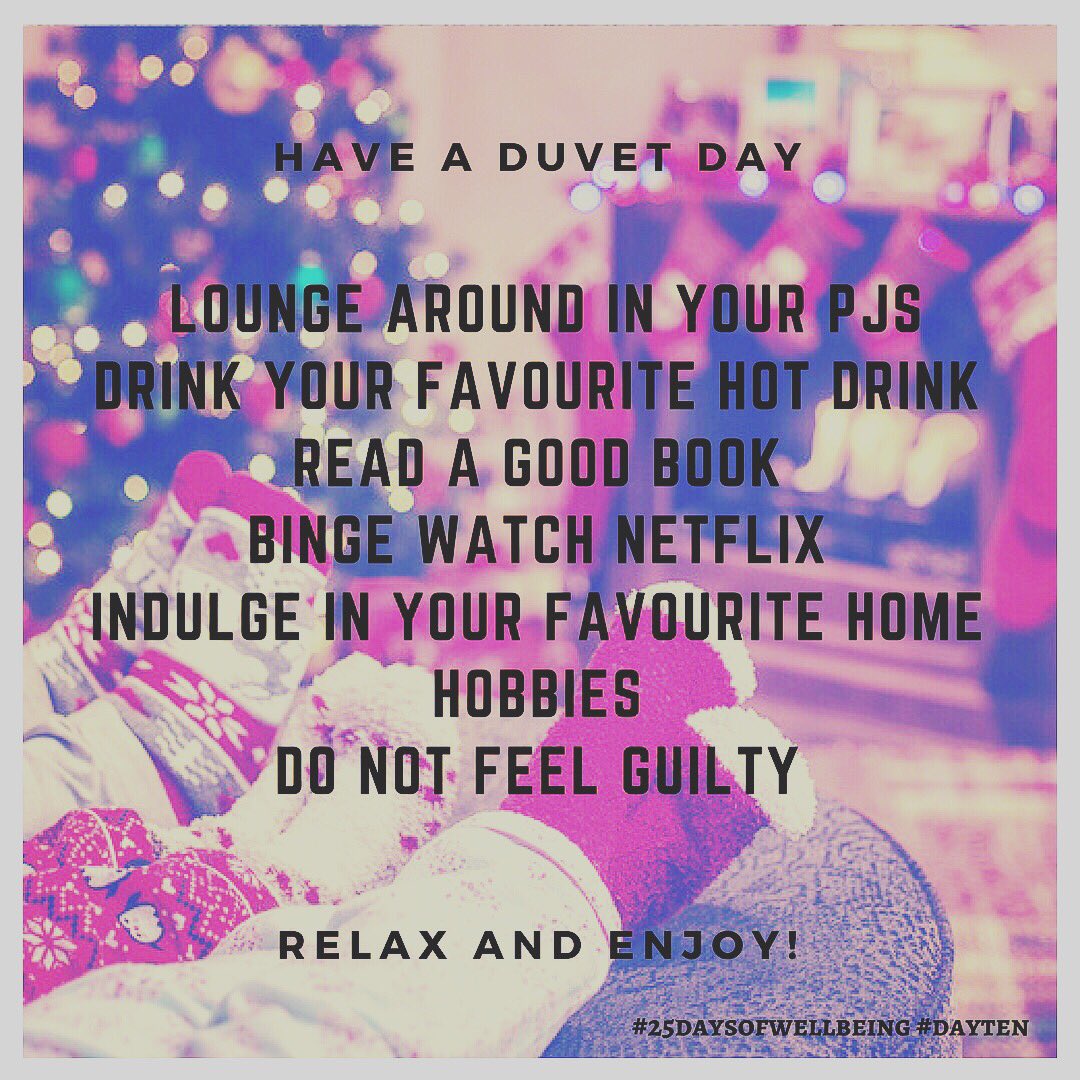 WMTeachNetwork's tweet photo. With the cancellation of our Wellbeing Walk due to severe weather we are recommending a duvet day! #25daysofwellbeing #Day10 #TFActionNetwork @TFPresidents @TeachFirst @TeachFirstWM @TFWMAmbassdors @Ndidi1st https://t.co/E3zRWcNfcl