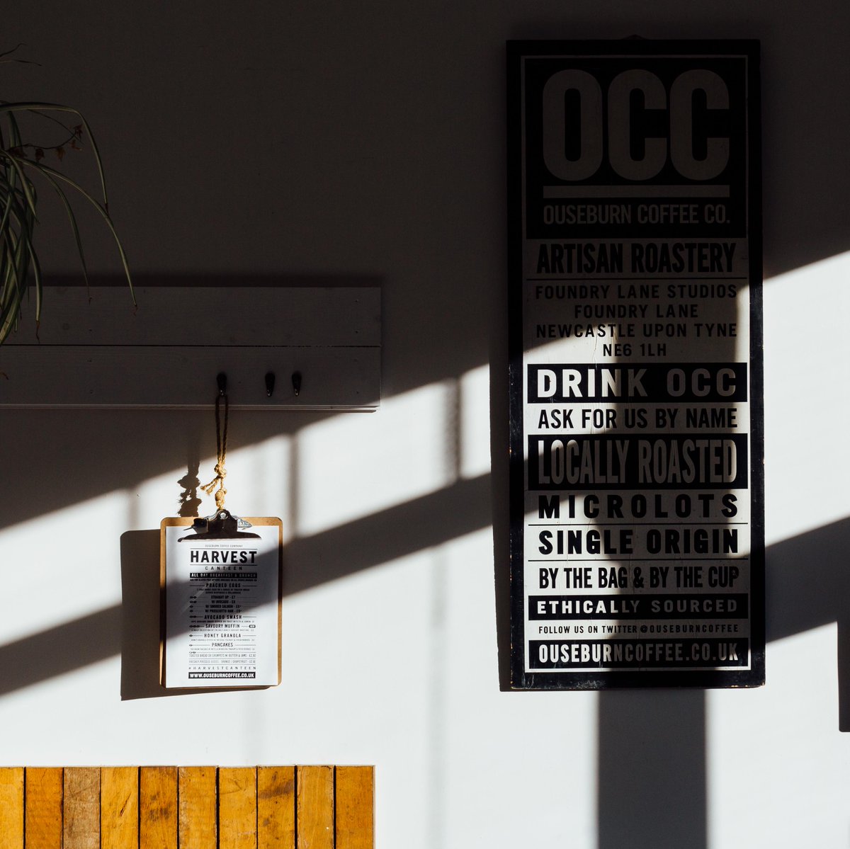 Beautiful winter light this morning at #harvestcanteen #ouseburncoffee