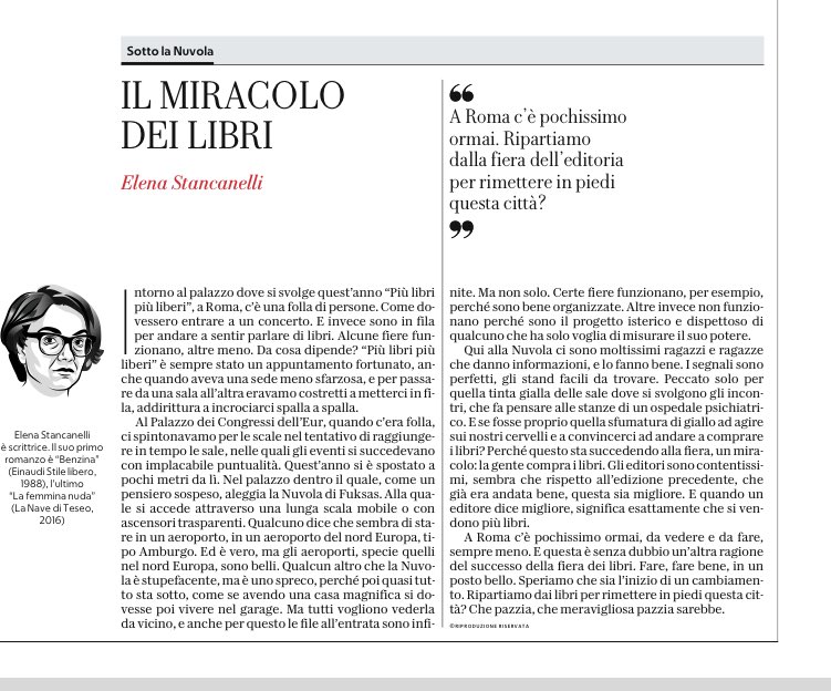 Il miracolo dei libri. Grazie a @elenastanka oggi su <a href="/repubblica/">Repubblica</a> @piulibri17