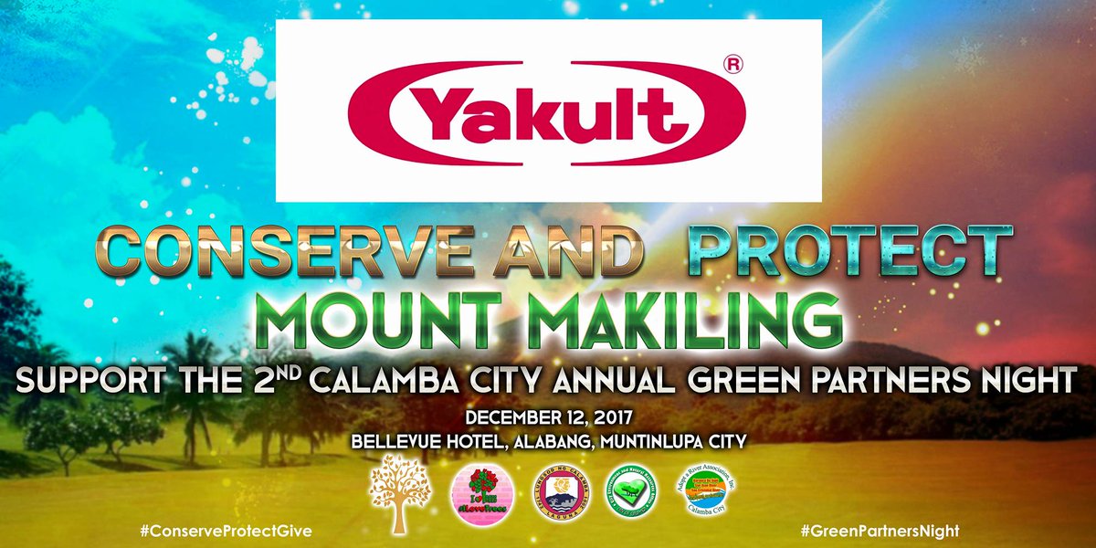 Together with Yakult, we invite you to join us with our aim to conserve and protect Mount Makiling. It’s about time to give back, love nature, love life! greenpartnersnight.info  #ConserveProtectGive #GreenPartnersCalamba