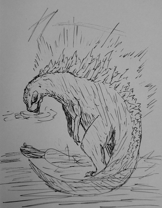 #絵描きさんと繋がりたい #落書き #ゴジラ #GODZILLA 
個人的理想のゴジラ 