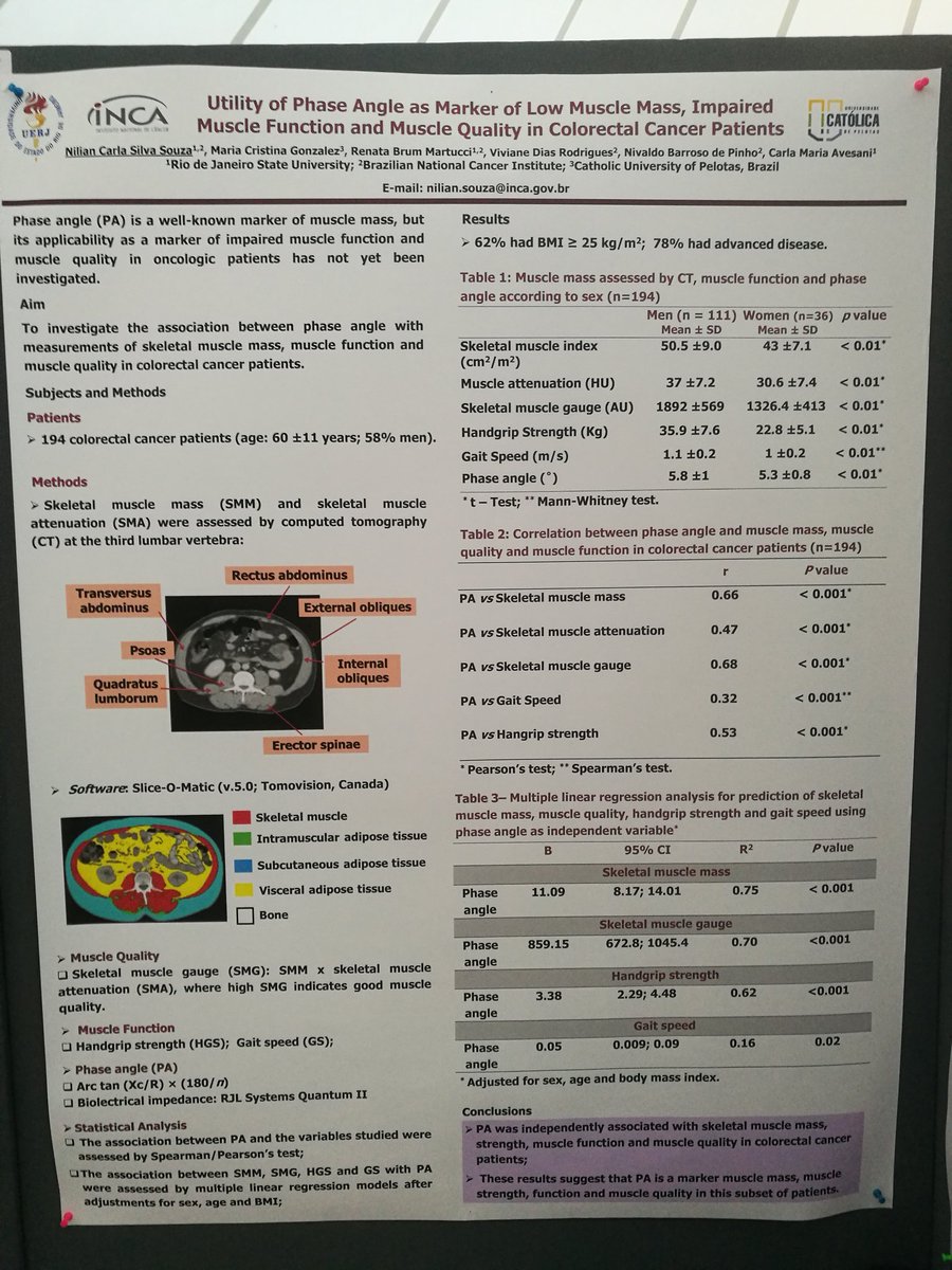 PolGrootswagers's tweet photo. Many posters on #phaseangle at #SCWD. Useful as a marker of lean mass and skeletal muscle quality, and as predictor or muscle strength. 💪 ⚡ 📐

#bodycomposition #ageing #sarcopenia #undernutrition https://t.co/8DtX5QyhJj