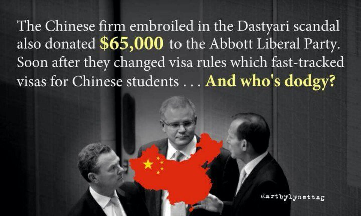 TheGh0st_'s tweet image. When you undertake the #CashForComment inquiry of @SamDastyari and his Chinese mates are you planning on investigating everyone @TurnbullMalcolm that sold out the country for cash?

Seems to be spread widely across #auspol Stop selling out Australia for your own financial benefit