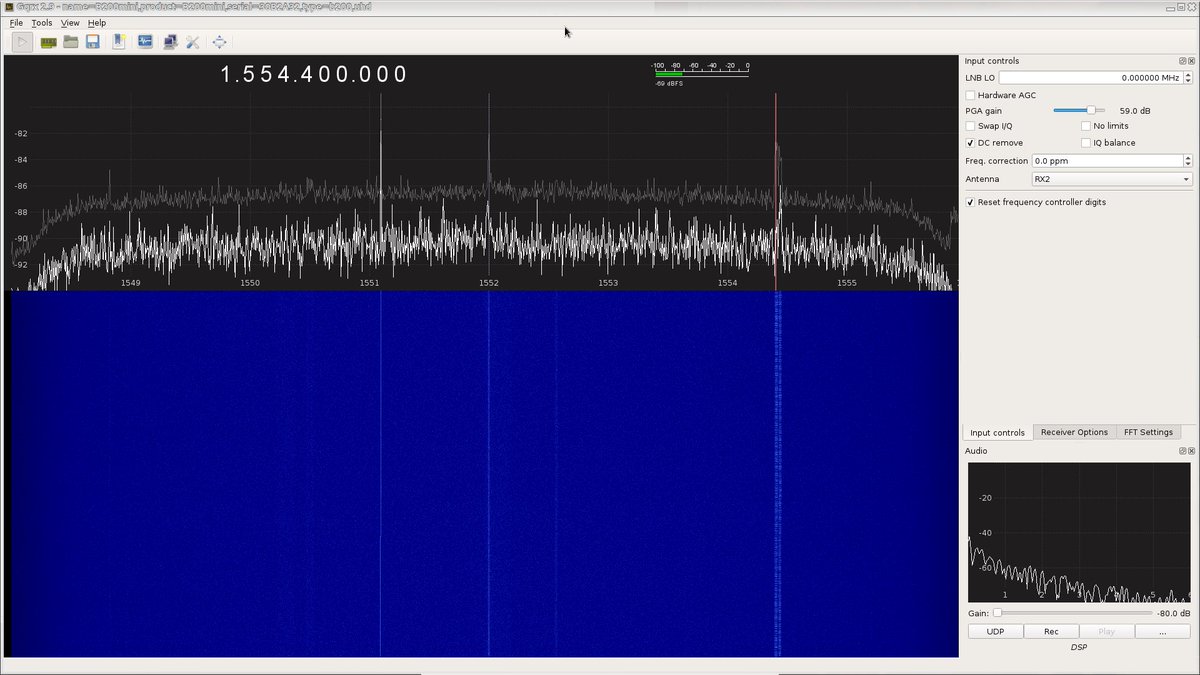 uber_security's tweet photo. Found a few weak signals using #outernet #patch antenna and #lna4all with #ettus and massive #gain. https://t.co/d1reFFFYu5