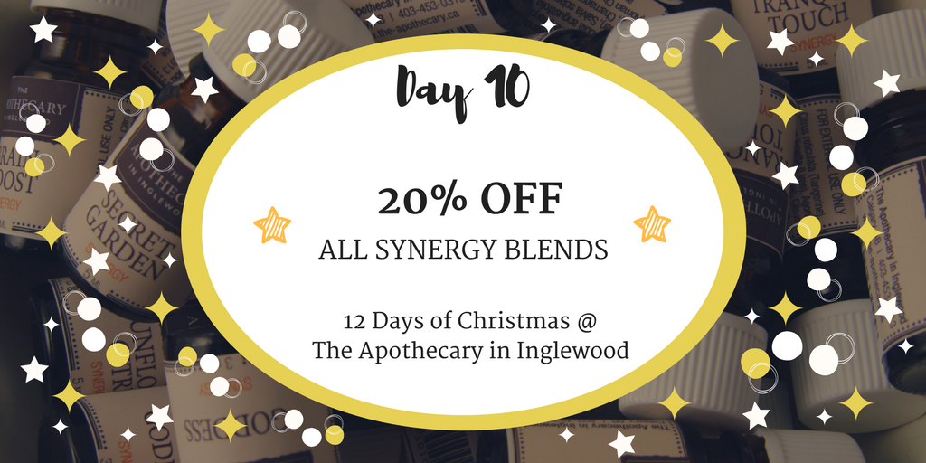 ApothecaryYYC's tweet photo. ON THE 10TH DAY OF CHRISTMAS... get 20% off all synergy blends in-store and on the site, Dec. 10 only! https://t.co/CIATOWeCEe
#essentialoils #essentiallyobsessed #aromaticlife #diffusing https://t.co/VVR254BUt7