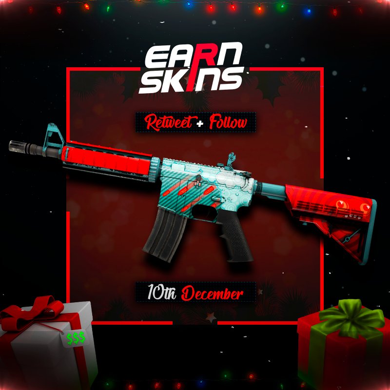 EarnSkins's tweet photo. ★CHRISTMAS GIVEAWAY 10/24★

M4A4 - Bullet Rain - MW

⚠️Must do all to enter
✅Follow us
✅Retweet &amp; Like

⏱️24H, goodluck!
#CSGOgiveaway #giveaway #ChristmasCountdown https://t.co/rn4ZKp33wz