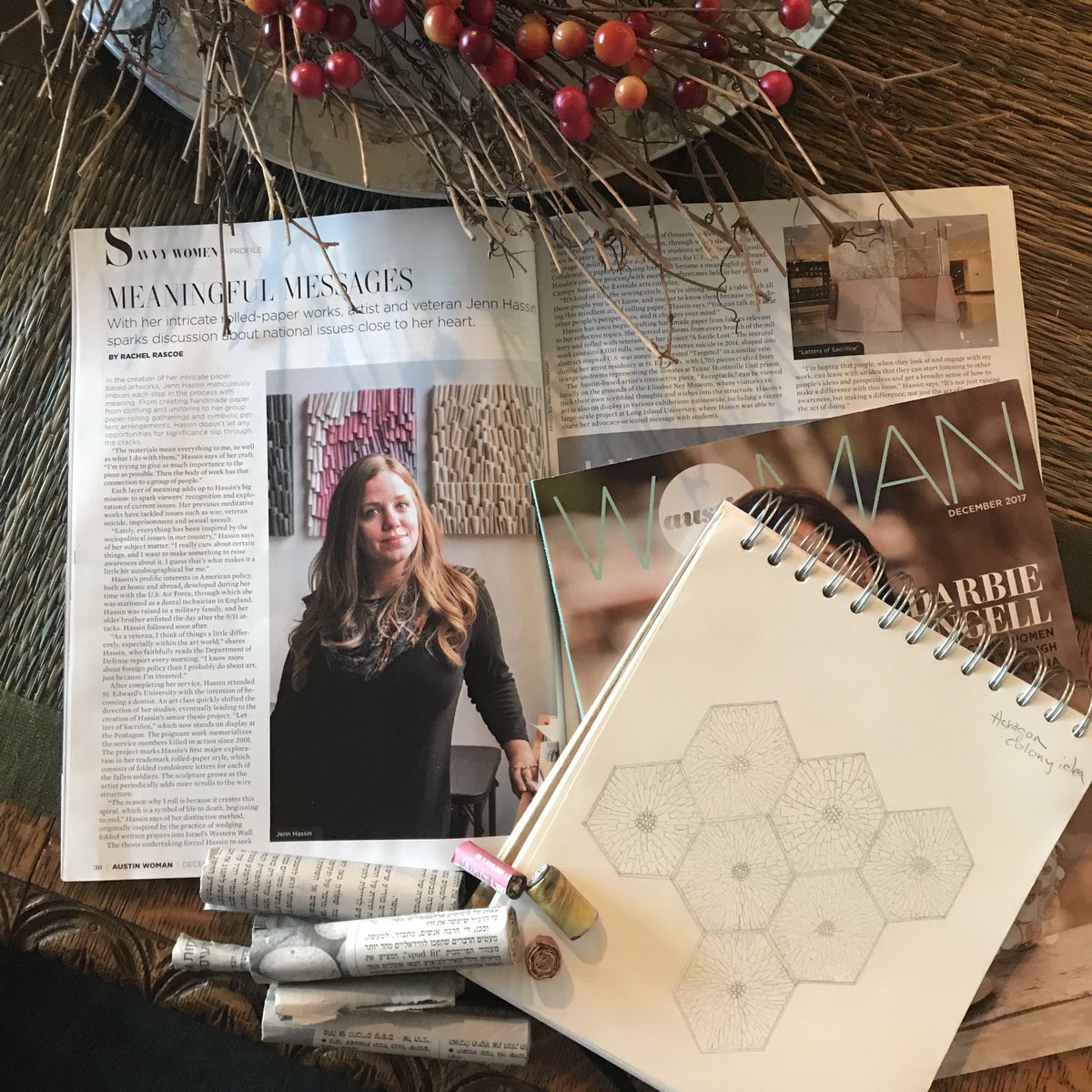 Working on future concepts &amp; commissions, all while getting to check out <a href="/austinwoman/">Austin Woman Magazine</a> Magazine’s perspective of my current &amp; past work. #art