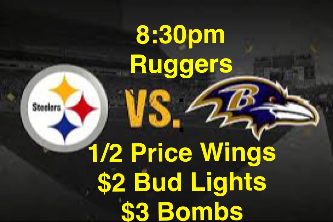ruggerspub (@ruggerspub) on Twitter photo The Spot for the <a href="/steelers/">Pittsburgh Steelers</a>
#halfpricewings #bombs #pittsburghsteelers #steelers #steelersnation The Spot for the <a href="/steelers/">Pittsburgh Steelers</a>
#halfpricewings #bombs #pittsburghsteelers #steelers #steelersnation