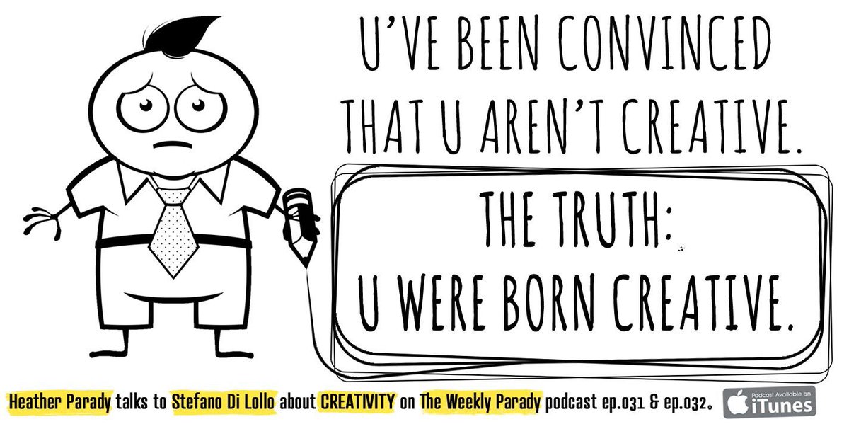 StefanoDiLollo's tweet photo. Don’t believe that you're creative? Have a listen to my chat about creativity with @HeatherParady in EP.031 & EP.032 of #TheWeeklyParady podcast.
https://t.co/UO1X9SIpX3
https://t.co/RT0hmUmDD4 https://t.co/fUqn4hbkfO