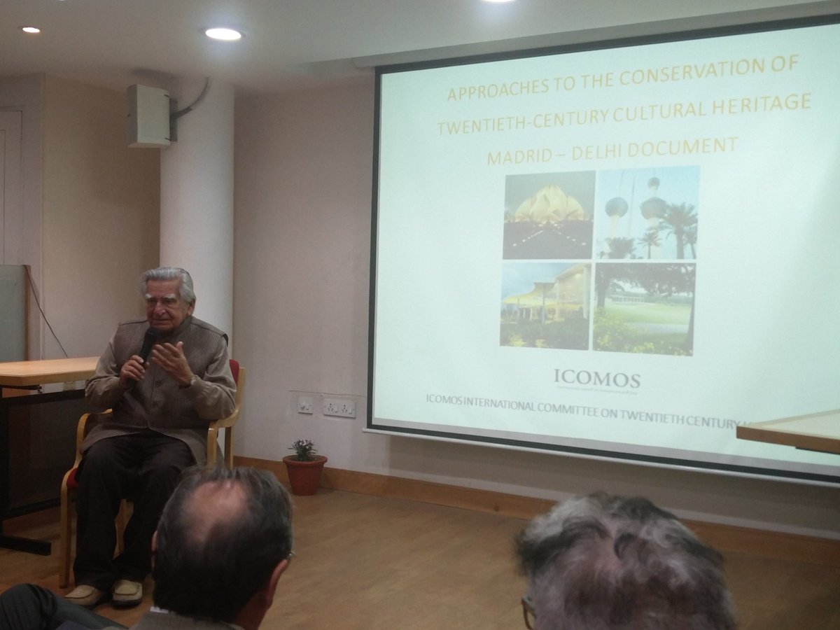 TheBBJournal's tweet photo. #Madrid #Delhi #Document launched by #Icomos president Gustavo Araoz @isc20_c #NSC20C Symposium #20c #heritage of #SouthAsia, with #MahendraRaj as special guest @INTACHIndia #icomosGA2017 #NewDelhi #India https://t.co/M41omJgITW