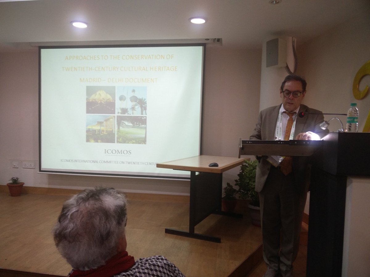 TheBBJournal's tweet photo. #Madrid #Delhi #Document launched by #Icomos president Gustavo Araoz @isc20_c #NSC20C Symposium #20c #heritage of #SouthAsia, with #MahendraRaj as special guest @INTACHIndia #icomosGA2017 #NewDelhi #India https://t.co/M41omJgITW