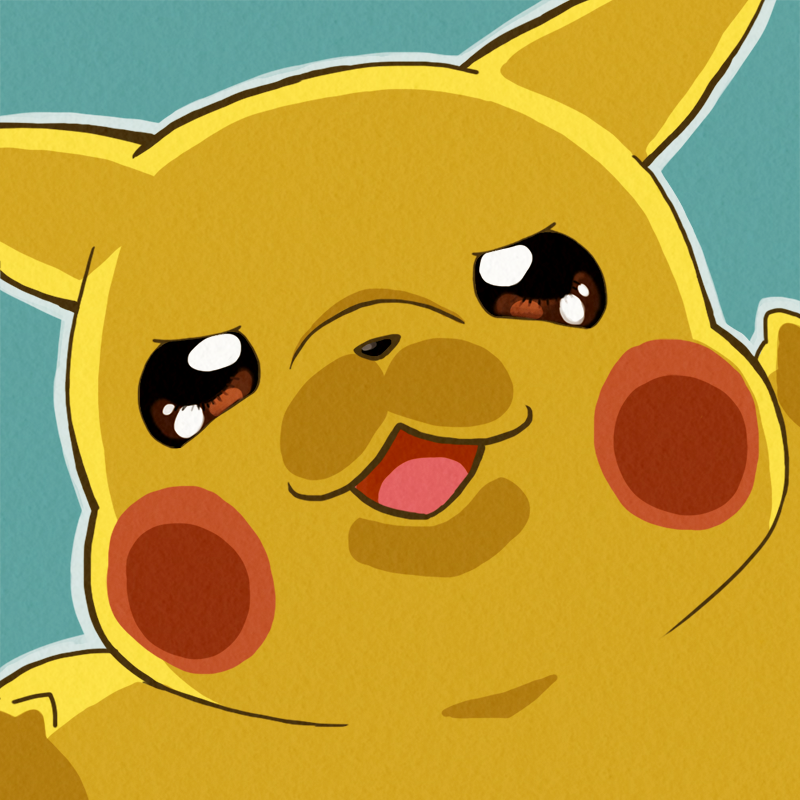 pikachu solo pokemon (creature) no humans simple background open mouth brown eyes blue background  illustration images
