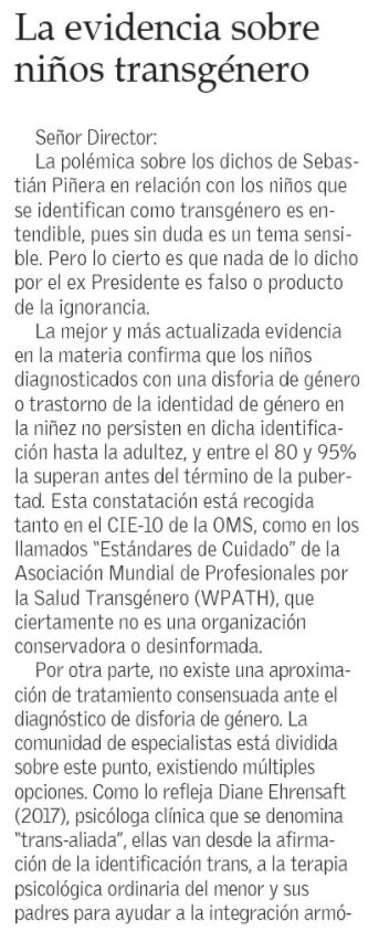 FlorenciaRE's tweet photo. ¿Que és más fácil, una respuesta "política% incorrecta" pero seria como la de @sebastianpinera al drama de los niños trans y sus familias a una desinformada y populista como la de @guillier? Con esta excelente carta de Tomás Henríquez quedan claros los desafíos #TiemposMejores https://t.co/9YNokgXlZI