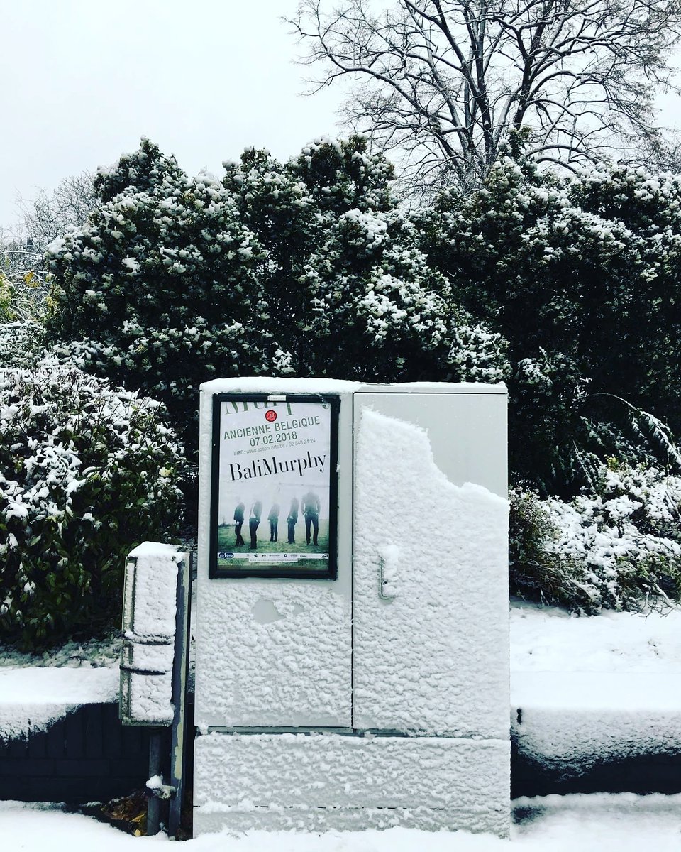 Les affiches du concert de <a href="/balimurphy_be/">BaliMurphy</a> à l'<a href="/ABconcerts/">AB - Ancienne Belgique</a> sont encore plus belles sous la neige! Rdv le 7 février. #neige #concert #affiche