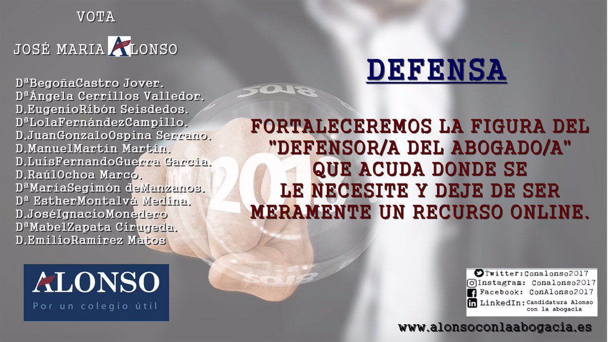 Juango_Ospina's tweet photo. Abogacía madrileña el 13 de diciembre vota. Vota por un decano @JM_AlonsoPuig que este ahí cuando se le necesite, cuando se limite el derecho de defensa, cuando más falta haga. El 13 de diciembre vota #alonsodecano @ConAlonso2017 #votaalonso https://t.co/9cDRYdMxK6
