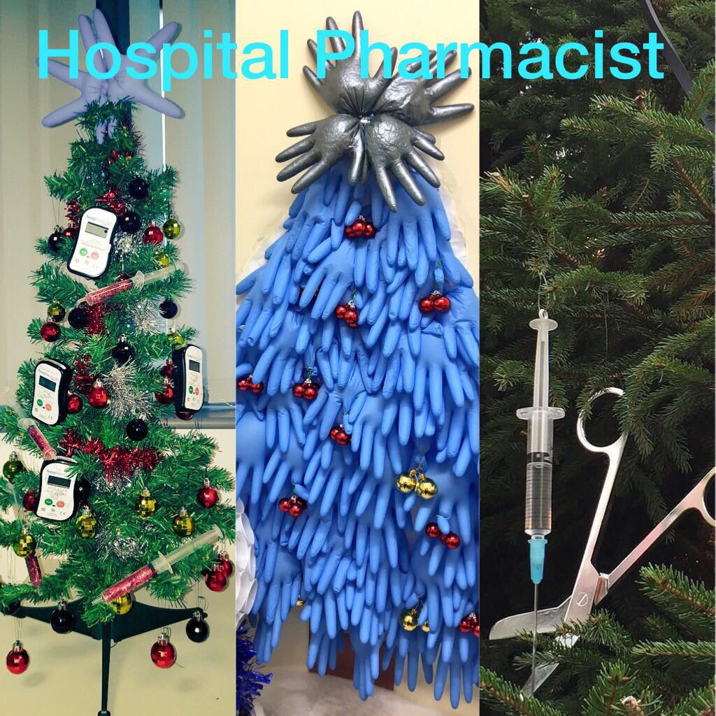 DullPharmacist's tweet photo. This is how pharmacists do Christmas Trees from all sectors of pharmacy 🎄 https://t.co/Qc9zZAHBhf