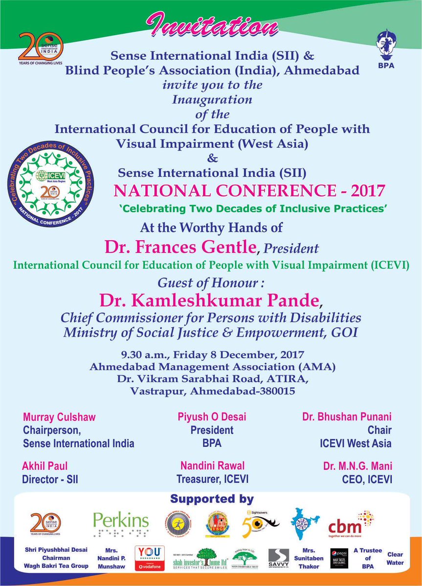 atuljais111's tweet image. Sense India in collaboration with ICEVI hosted National Conference 2017. Set an excellent example of  #KnowledgeDissemination #liveconference #PeoplefromroundtheWorldPartcipated #noBarriers2Learning @senseindia @SenseInternatl  @haldersey @WalterWittich @R_Hawkes @DeafblindInt