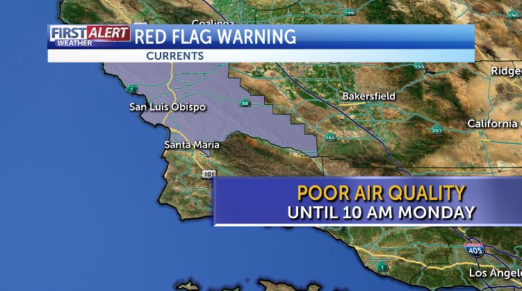 NewsChannel312's tweet photo. Poor air quality for the Northern Counties right now until Monday 10 AM due to the effects from the #ThomasFire Stay indoors as much as possible and don't forget about your four-legged friends! https://t.co/zgDXwN5bVP