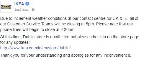 Please note we will be closing early today due to the poor weather at our contact centre...