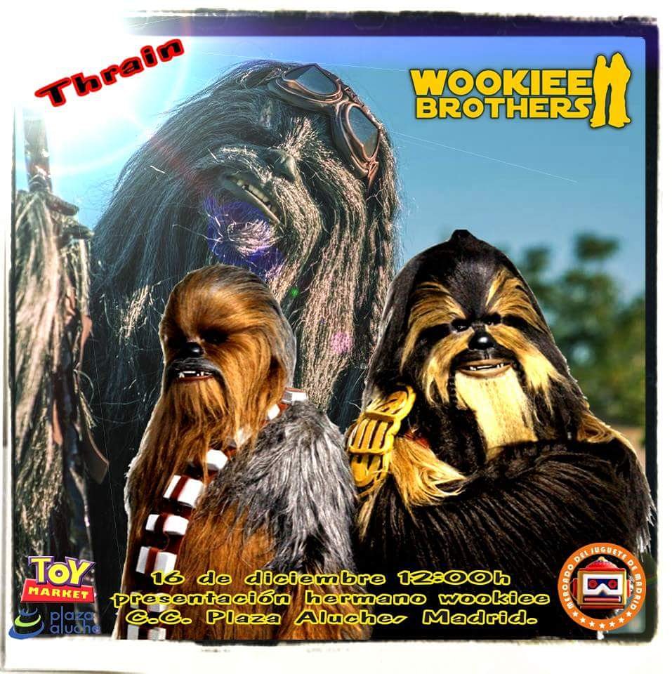 WookieeBrothers's tweet photo. NOTICIÓN AMANTES DE STAR WARS.
El 16 de diciembre a las 12:00 los Wookiee Brothers presentan a su hermano Thrain capitaneado por Yiyo Finnegan en un desfile que tendrá durante la feria MERCADO DEL JUGUETE DE MADRID  en el Centro Comercial Plaza de Aluche. A las 17h, otro desfile. https://t.co/fzKzGmjhEC