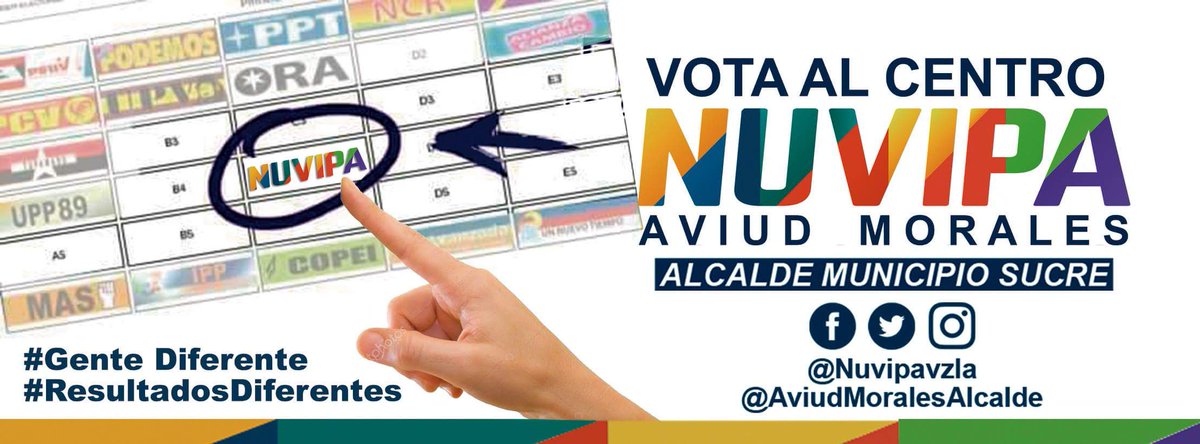 AviudAlcalde's tweet photo. No te quedes sin votar, recuerda solo con Gente diferente se obtendran resultados diferentes! VOTA al CENTRO  por NUVIPA!! https://t.co/mRvPkbcTHJ