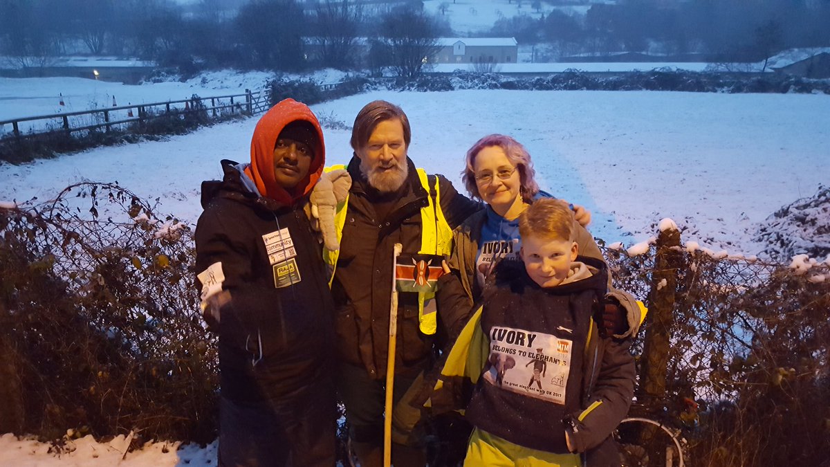 Despite the #snow, <a href="/ArchietheEle/">ArchietheElephant</a> &amp; I were delighted to join <a href="/NyamuJim/">Jim Justus Nyamu,Cde',OGW 🐘🐘</a> &amp; friends walking thro' #Stroud reminding everyone #ivorybelongstoelephants &amp; urging #HMG to ban all trade in #ivory to save #elephants, the mega- #GardenersoftheForest who disperse seeds of #trees of tomorrow!
