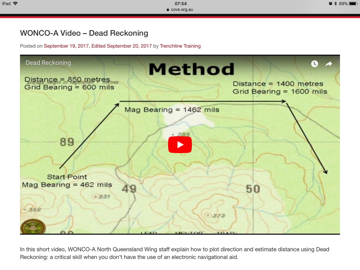 A useful article on the navigation skill of ‘Dead Reckoning’ from a  @WONCO_A Instructor. To learn more, access Army’s professional development website, The Cove, at the following link youtu.be/j222q9Uwuko via @YouTube #LeadMentorTrain @OC_NQ_WONCO_A #InnovationinTraining